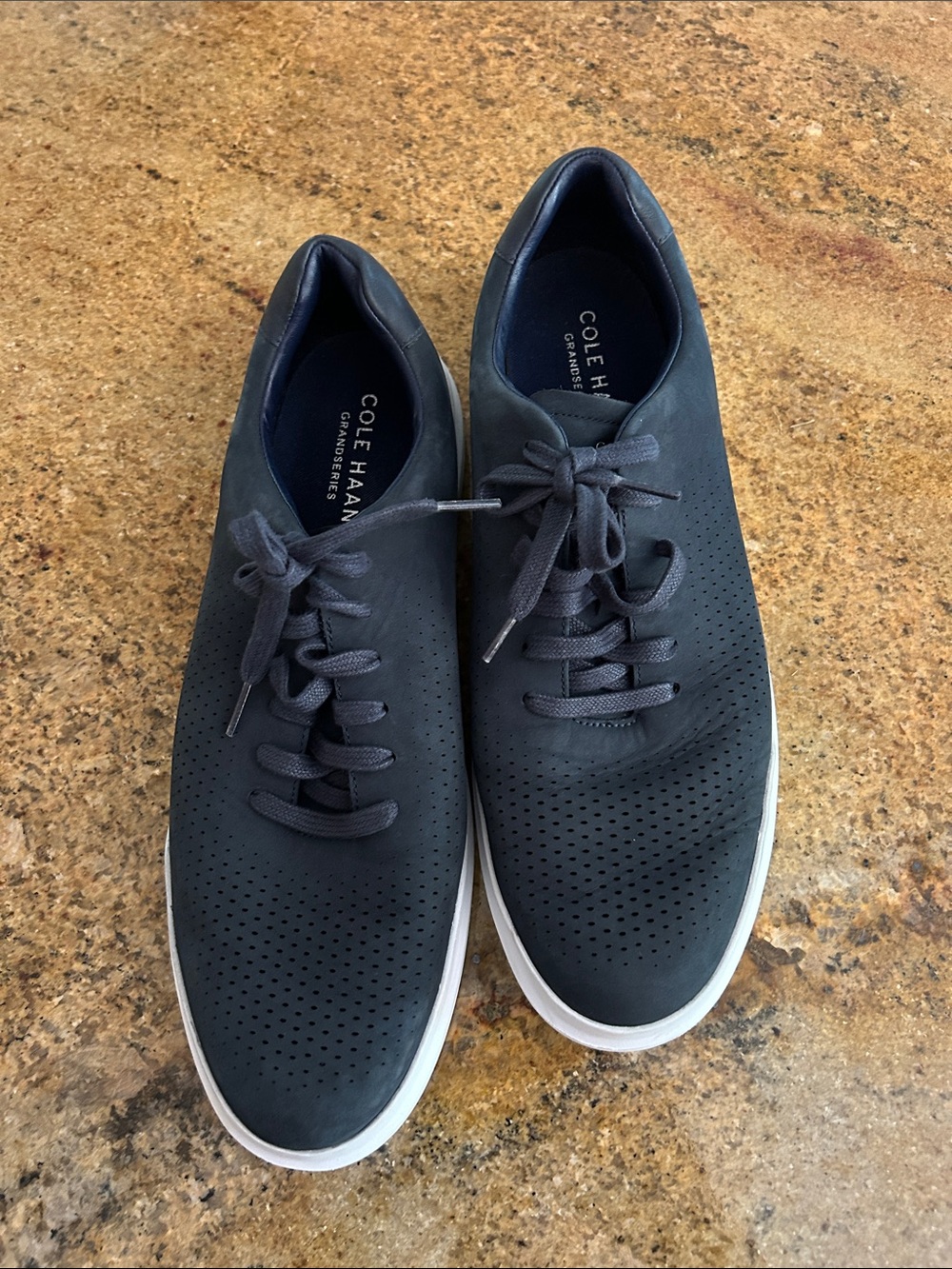 Cole Haan Grand Series Men’s Navy Perforated Leather Lace-Up Sneakers